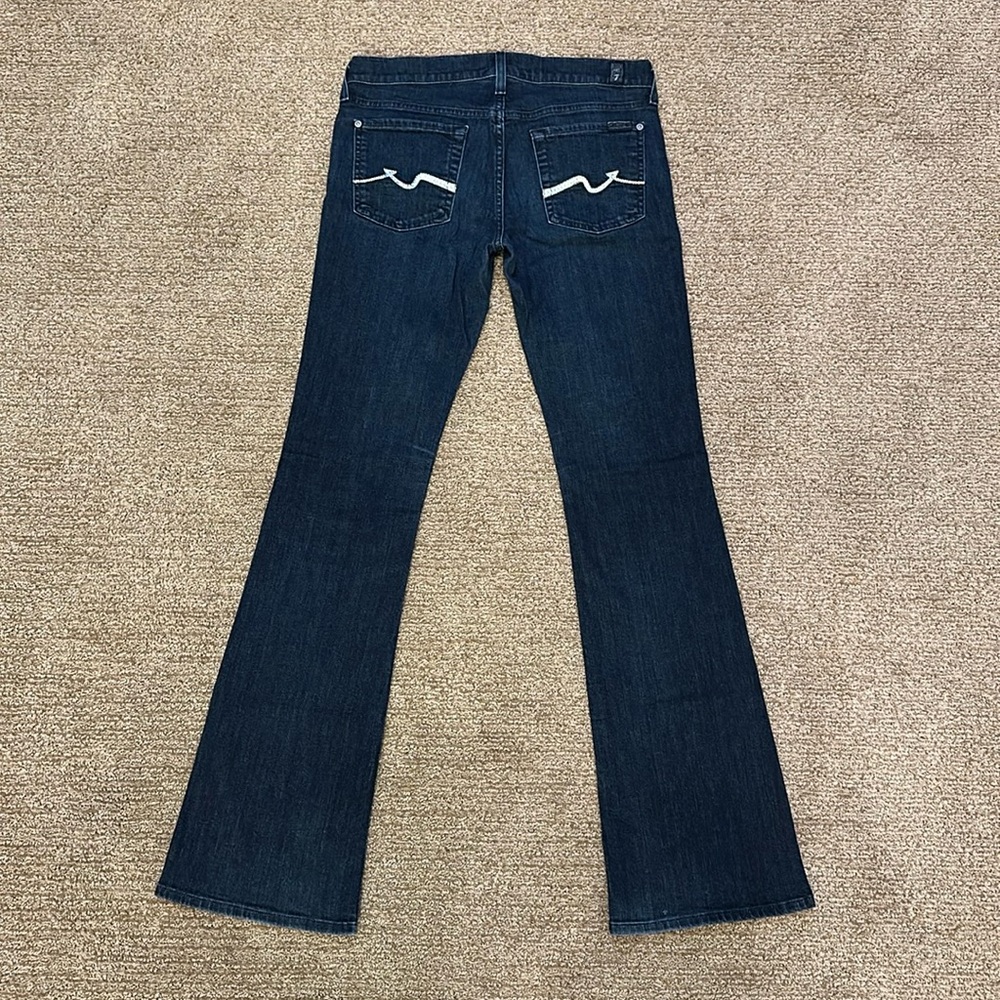7 For All Mankind Low Rise Bootcut Denim Jeans Sz 28 33L Crystals Embellished